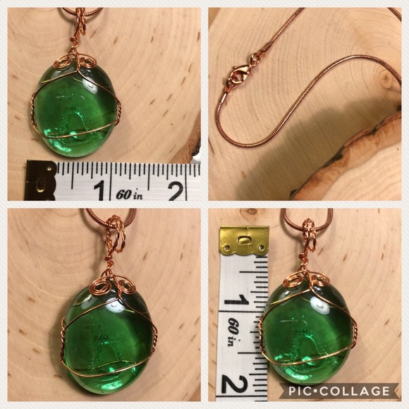 Stunning green necklace copper wrap Handmade NWT - Picture 6 of 8
